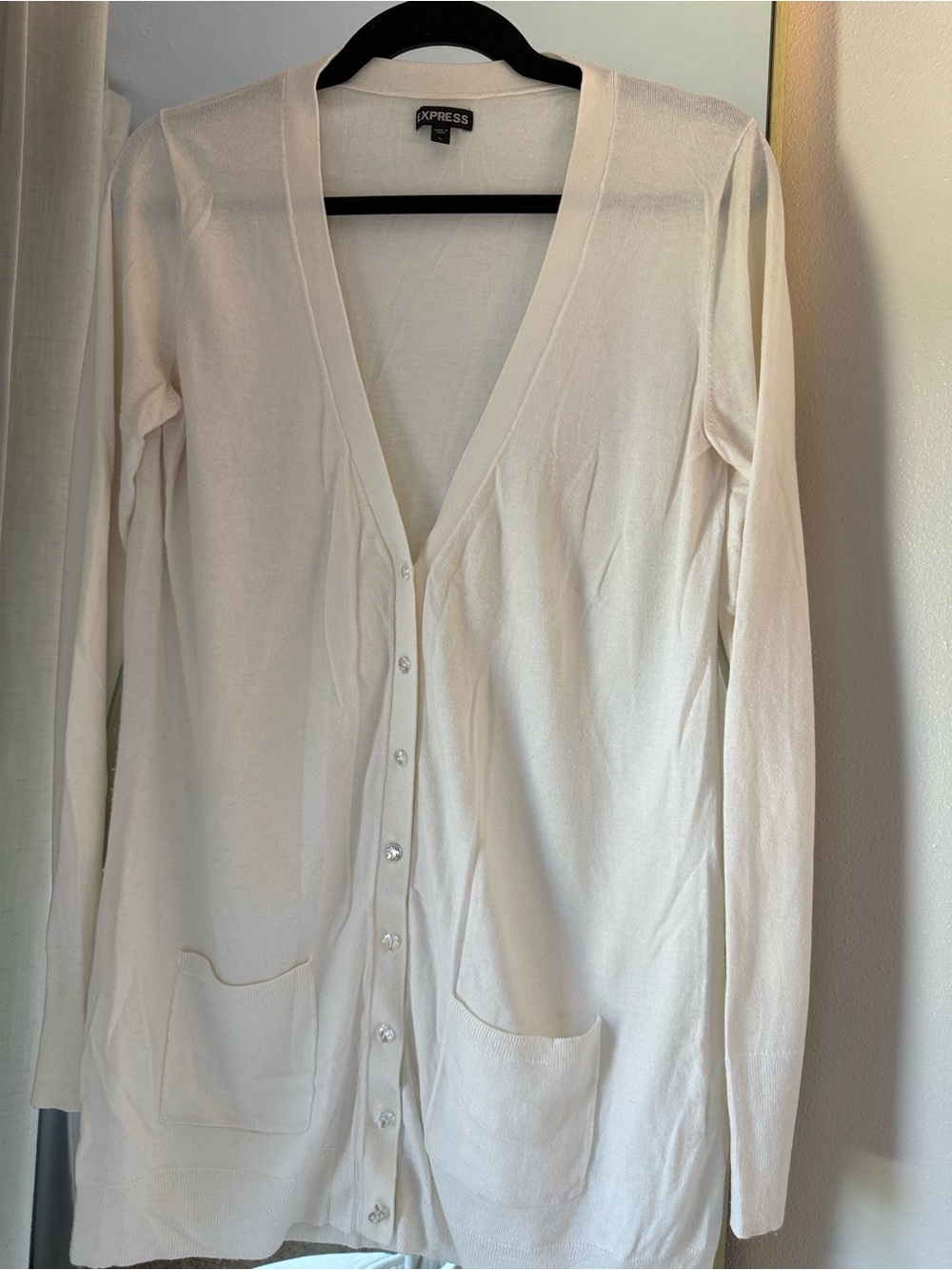 Express Cashmere Tunic Long Cardigan Jewel Buttons Gems